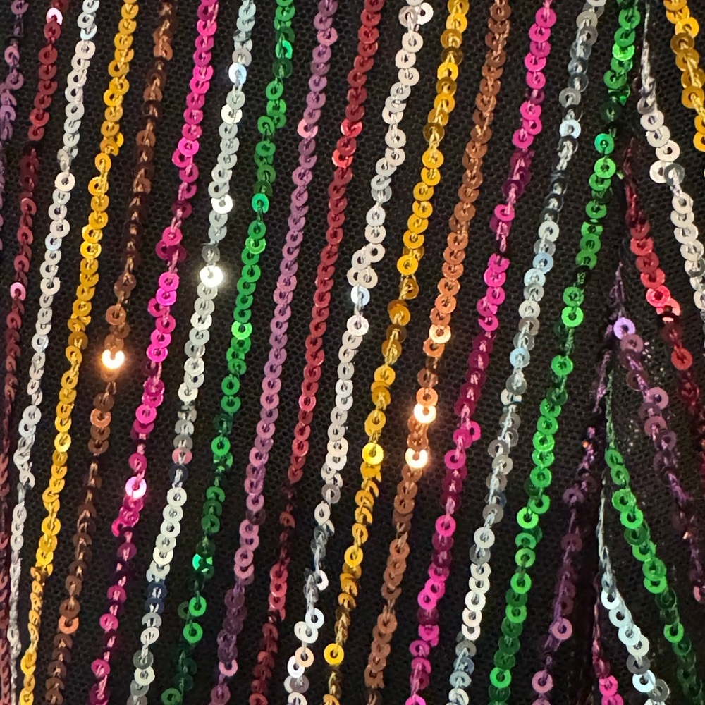 Colorful Sequin Black Blouse - Picture 4 of 6